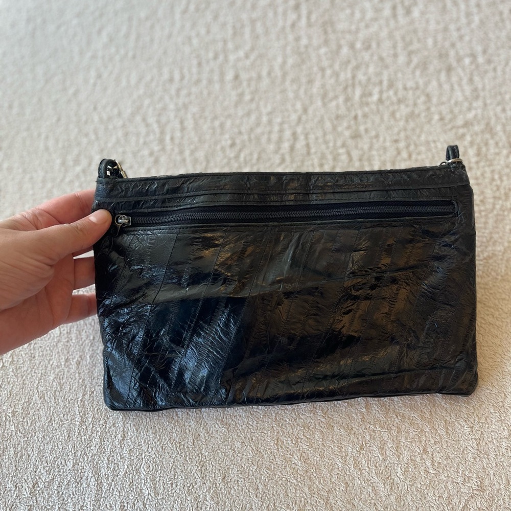 Vintage EL-ELEGANCE Black Glossy Shoulder Bag - Picture 5 of 16